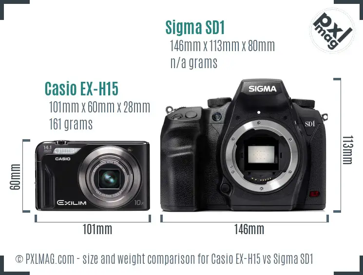 Casio EX-H15 vs Sigma SD1 size comparison
