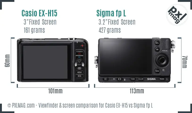 Casio EX-H15 vs Sigma fp L Screen and Viewfinder comparison
