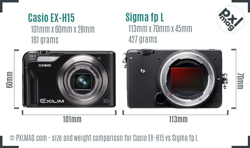 Casio EX-H15 vs Sigma fp L size comparison
