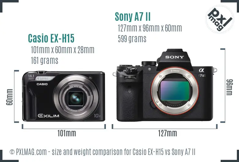 Casio EX-H15 vs Sony A7 II size comparison