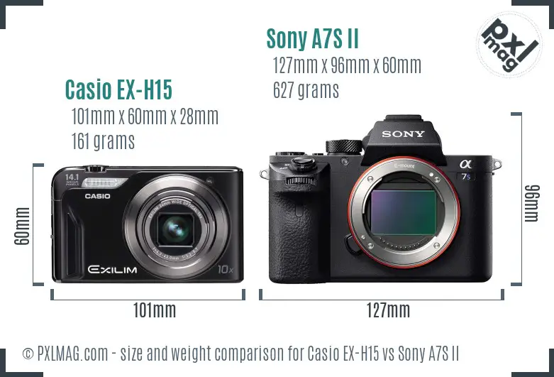 Casio EX-H15 vs Sony A7S II size comparison