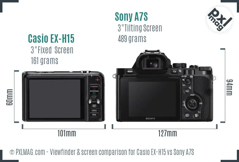 Casio EX-H15 vs Sony A7S Screen and Viewfinder comparison