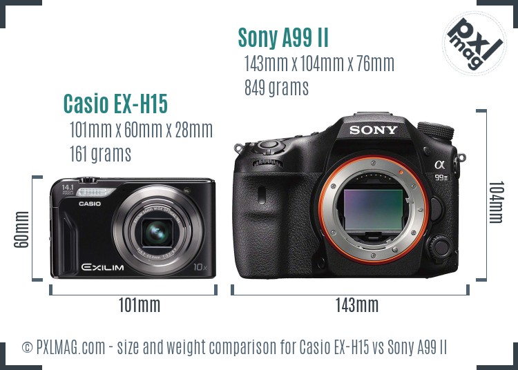 Casio EX-H15 vs Sony A99 II size comparison