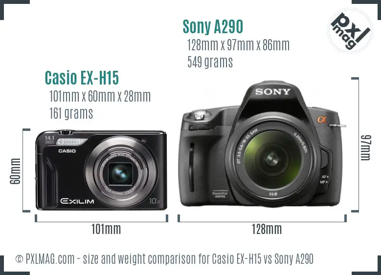 Casio EX-H15 vs Sony A290 size comparison