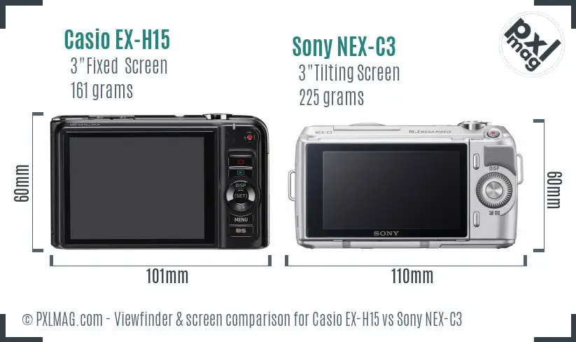 Casio EX-H15 vs Sony NEX-C3 Screen and Viewfinder comparison Casio EX-H15 vs Sony NEX-C3 Screen and Viewfinder comparison