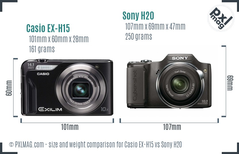 Casio EX-H15 vs Sony H20 size comparison Casio EX-H15 vs Sony H20 size comparison