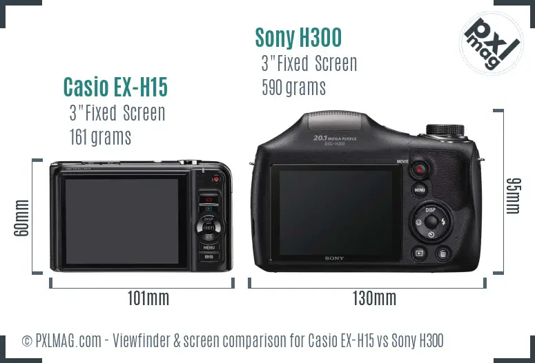 Casio EX-H15 vs Sony H300 Screen and Viewfinder comparison