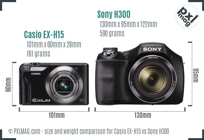 Casio EX-H15 vs Sony H300 size comparison