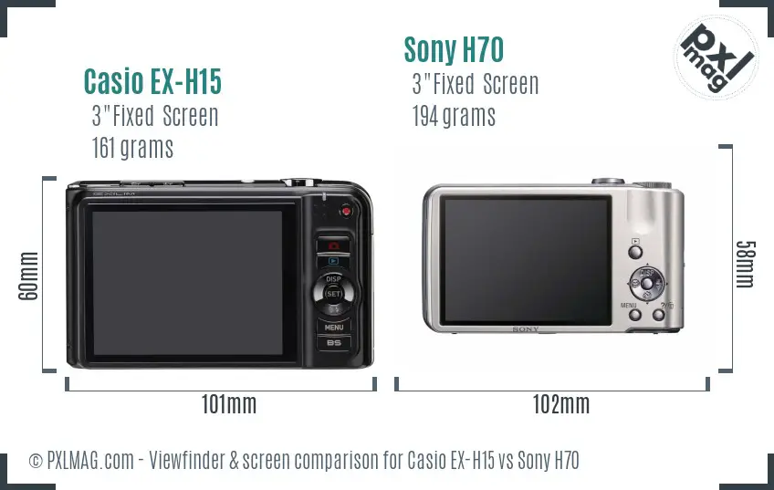 Casio EX-H15 vs Sony H70 Screen and Viewfinder comparison Casio EX-H15 vs Sony H70 Screen and Viewfinder comparison