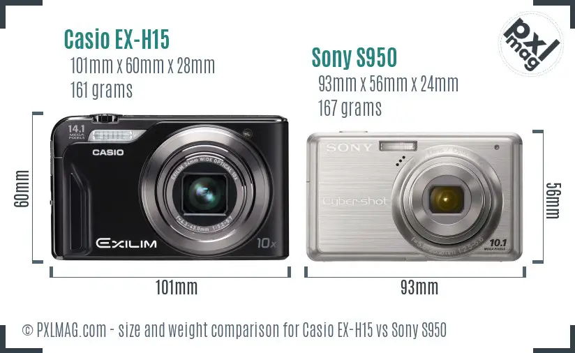 Casio EX-H15 vs Sony S950 size comparison