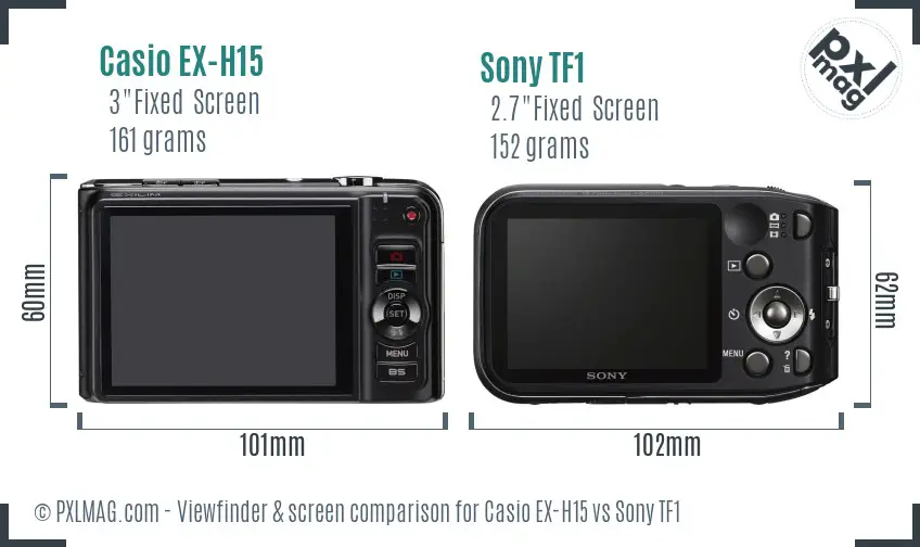 Casio EX-H15 vs Sony TF1 Screen and Viewfinder comparison