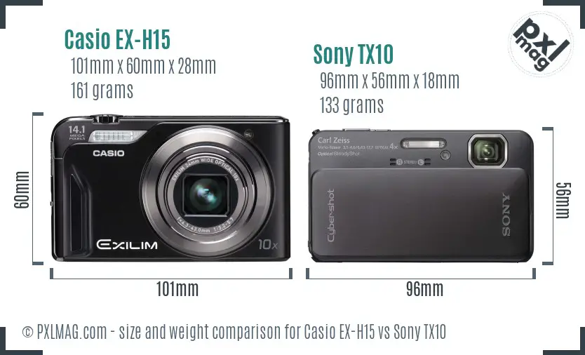 Casio EX-H15 vs Sony TX10 size comparison Casio EX-H15 vs Sony TX10 size comparison