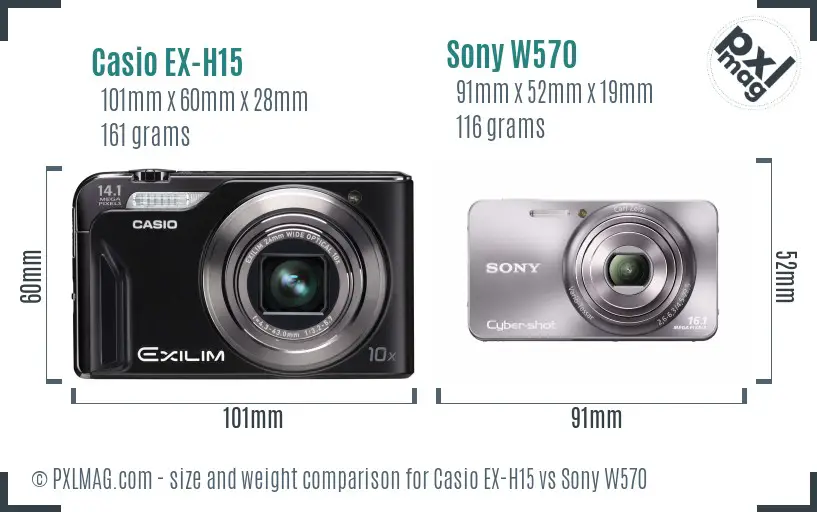 Casio EX-H15 vs Sony W570 size comparison Casio EX-H15 vs Sony W570 size comparison