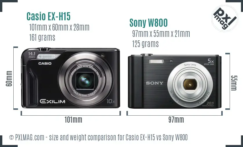 Casio EX-H15 vs Sony W800 size comparison Casio EX-H15 vs Sony W800 size comparison
