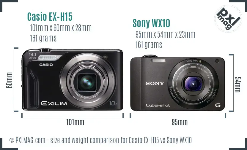 Casio EX-H15 vs Sony WX10 size comparison Casio EX-H15 vs Sony WX10 size comparison
