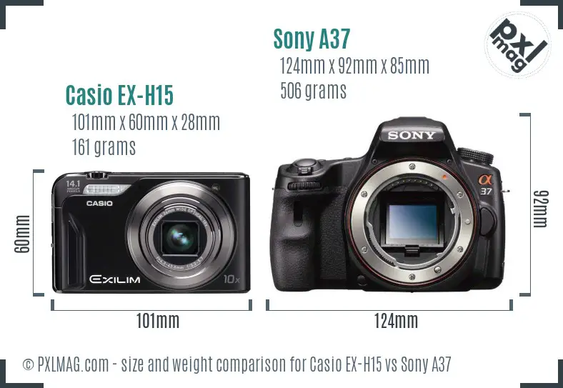 Casio EX-H15 vs Sony A37 size comparison