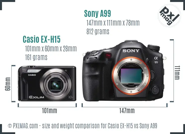 Casio EX-H15 vs Sony A99 size comparison