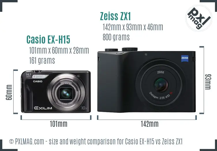 Casio EX-H15 vs Zeiss ZX1 size comparison Casio EX-H15 vs Zeiss ZX1 size comparison