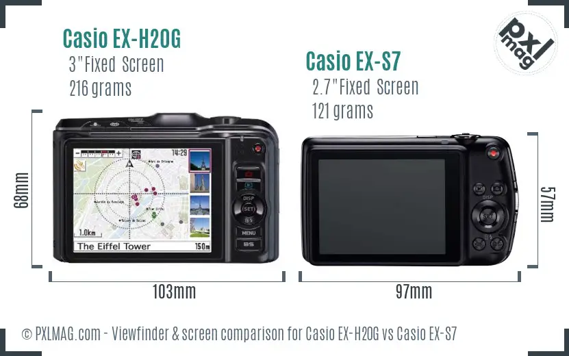 Casio EX-H20G vs Casio EX-S7 Screen and Viewfinder comparison