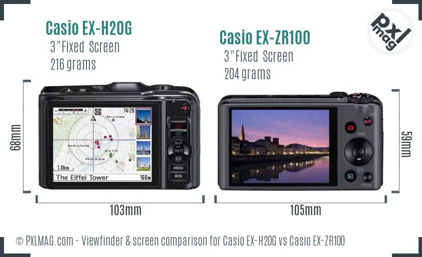 Casio EX-H20G vs Casio EX-ZR100 Screen and Viewfinder comparison