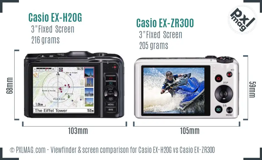 Casio EX-H20G vs Casio EX-ZR300 Screen and Viewfinder comparison