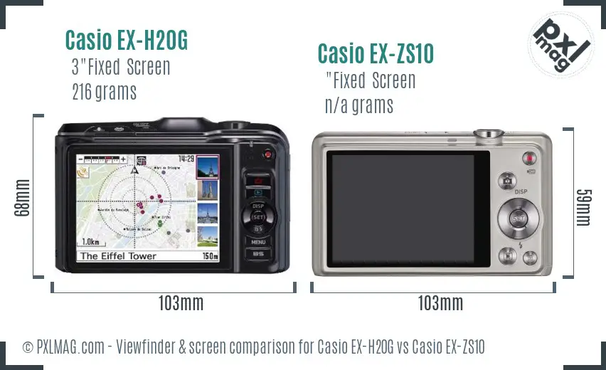 Casio EX-H20G vs Casio EX-ZS10 Screen and Viewfinder comparison Casio EX-H20G vs Casio EX-ZS10 Screen and Viewfinder comparison
