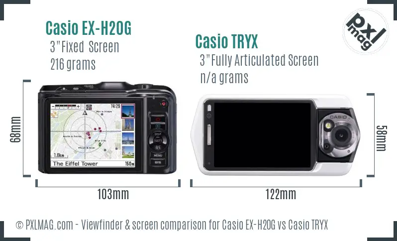 Casio EX-H20G vs Casio TRYX Screen and Viewfinder comparison