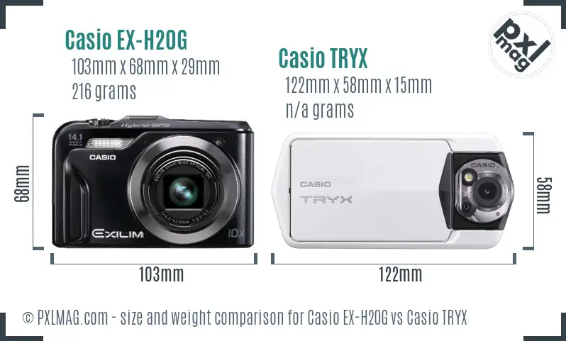 Casio EX-H20G vs Casio TRYX size comparison