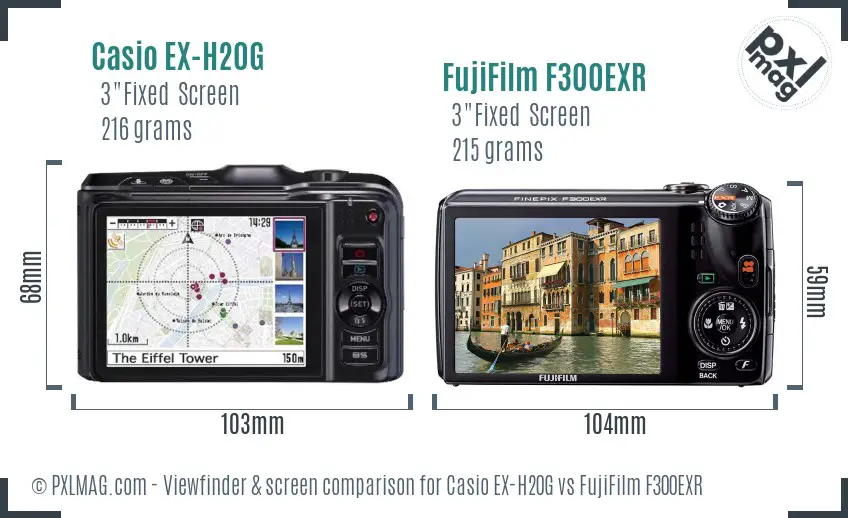 Casio EX-H20G vs FujiFilm F300EXR Screen and Viewfinder comparison