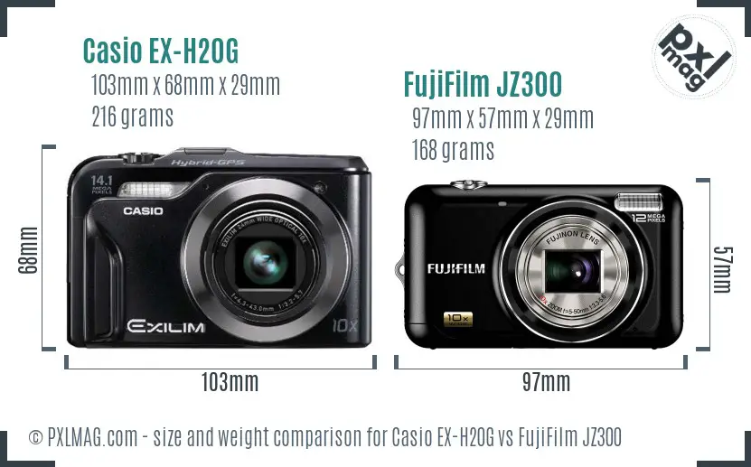 Casio EX-H20G vs FujiFilm JZ300 size comparison