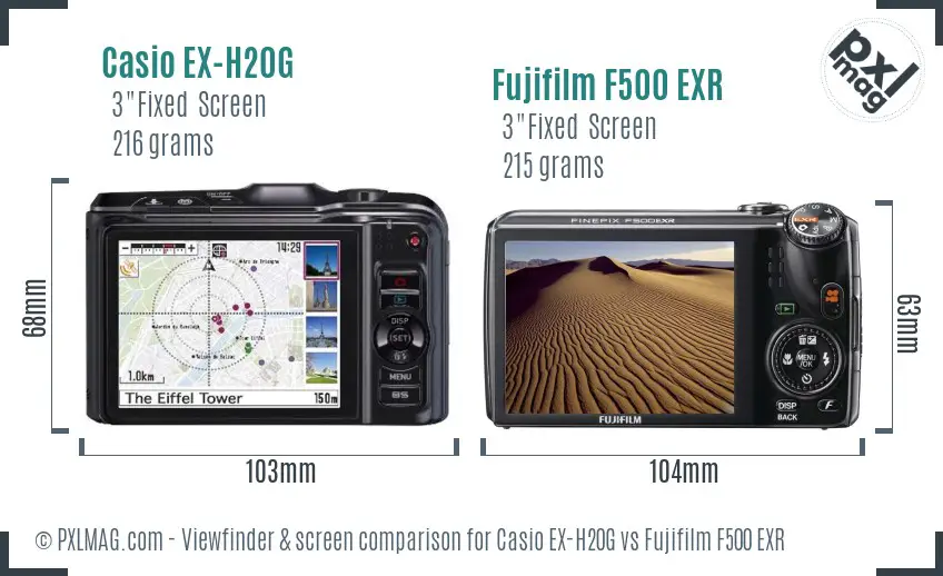 Casio EX-H20G vs Fujifilm F500 EXR Screen and Viewfinder comparison Casio EX-H20G vs Fujifilm F500 EXR Screen and Viewfinder comparison