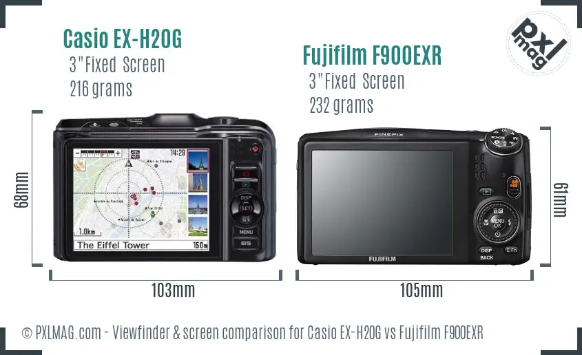 Casio EX-H20G vs Fujifilm F900EXR Screen and Viewfinder comparison