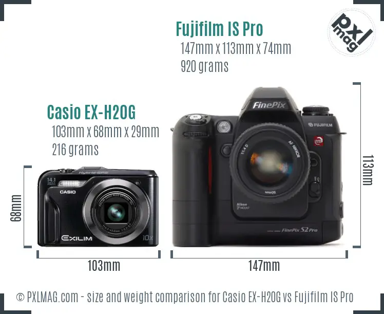 Casio EX-H20G vs Fujifilm IS Pro size comparison