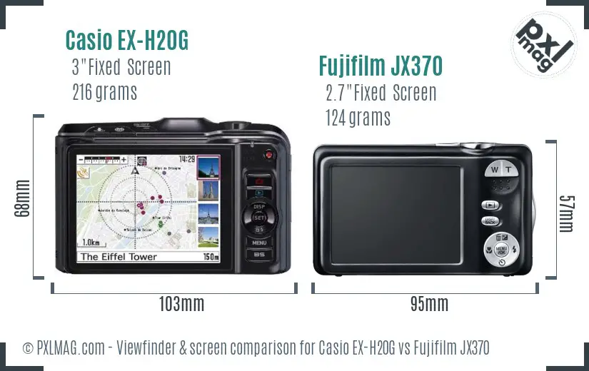 Casio EX-H20G vs Fujifilm JX370 Screen and Viewfinder comparison