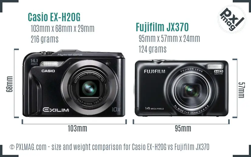 Casio EX-H20G vs Fujifilm JX370 size comparison