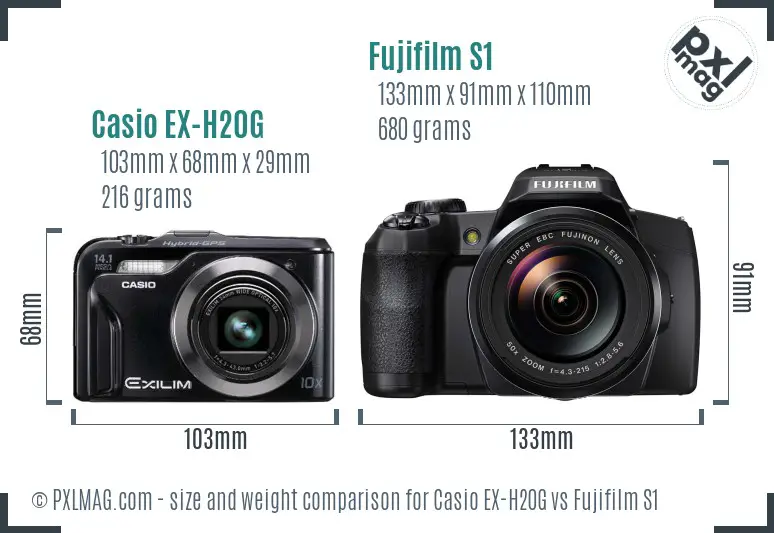 Casio EX-H20G vs Fujifilm S1 size comparison