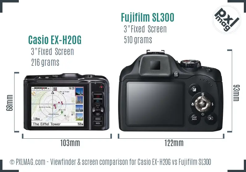 Casio EX-H20G vs Fujifilm SL300 Screen and Viewfinder comparison Casio EX-H20G vs Fujifilm SL300 Screen and Viewfinder comparison