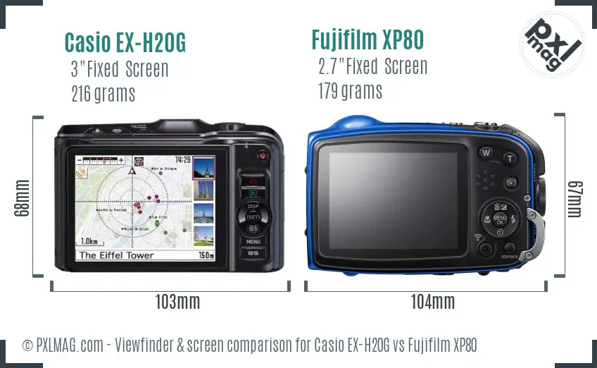 Casio EX-H20G vs Fujifilm XP80 Screen and Viewfinder comparison Casio EX-H20G vs Fujifilm XP80 Screen and Viewfinder comparison
