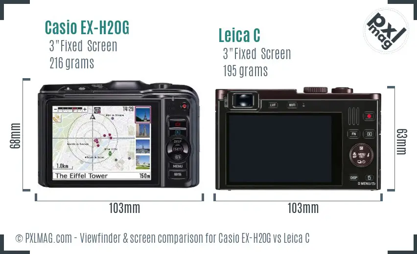 Casio EX-H20G vs Leica C Screen and Viewfinder comparison