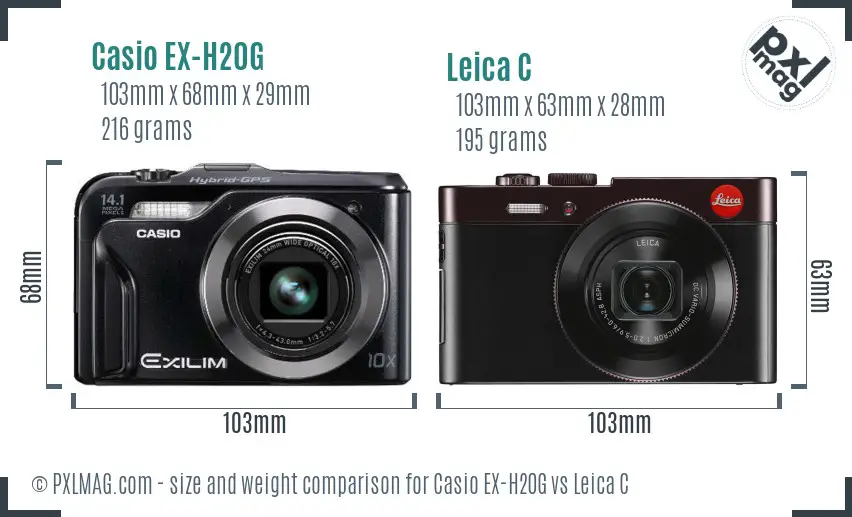 Casio EX-H20G vs Leica C size comparison