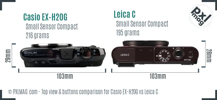 Casio EX-H20G vs Leica C top view buttons comparison