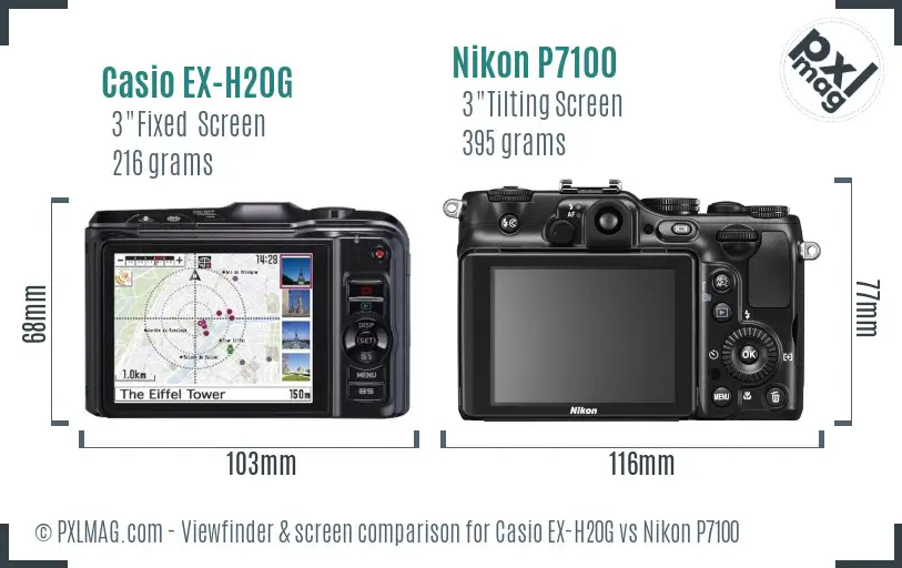 Casio EX-H20G vs Nikon P7100 Screen and Viewfinder comparison