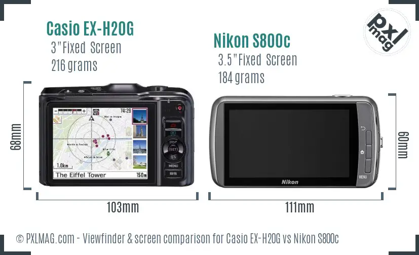 Casio EX-H20G vs Nikon S800c Screen and Viewfinder comparison Casio EX-H20G vs Nikon S800c Screen and Viewfinder comparison