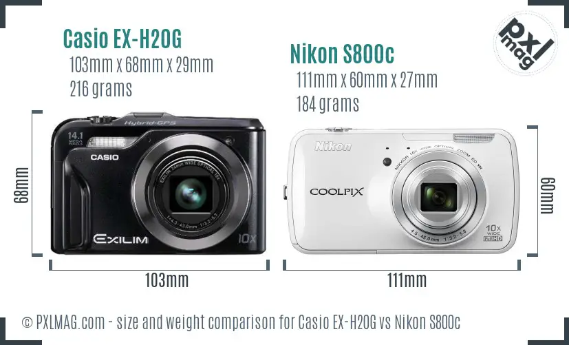 Casio EX-H20G vs Nikon S800c size comparison Casio EX-H20G vs Nikon S800c size comparison