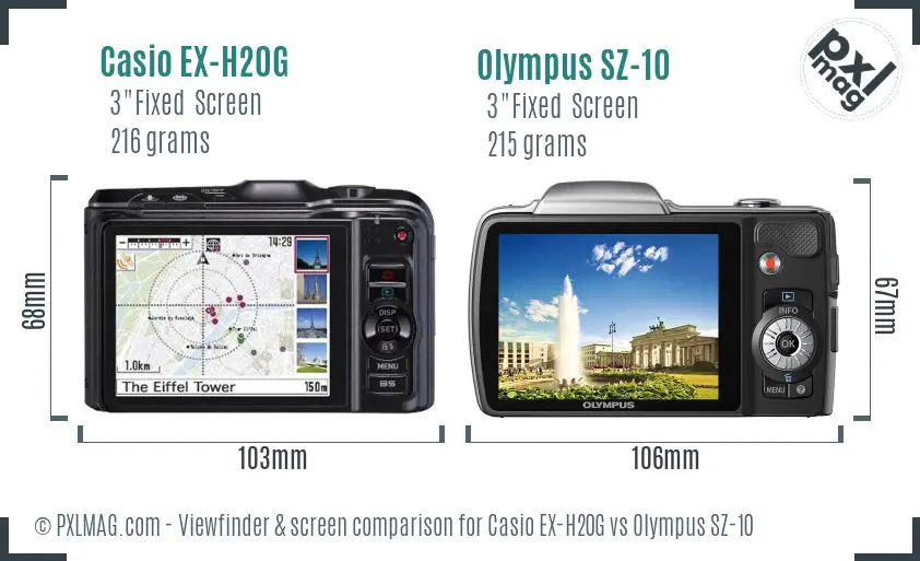 Casio EX-H20G vs Olympus SZ-10 Screen and Viewfinder comparison Casio EX-H20G vs Olympus SZ-10 Screen and Viewfinder comparison