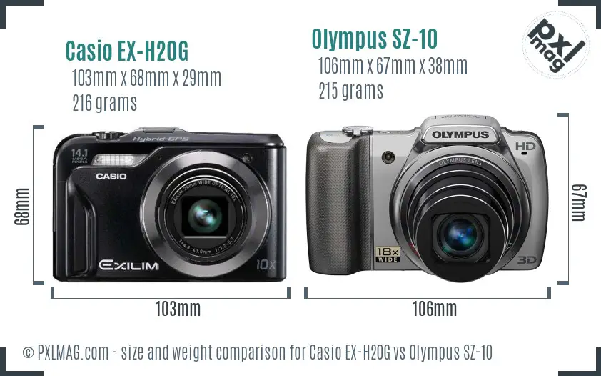 Casio EX-H20G vs Olympus SZ-10 size comparison Casio EX-H20G vs Olympus SZ-10 size comparison