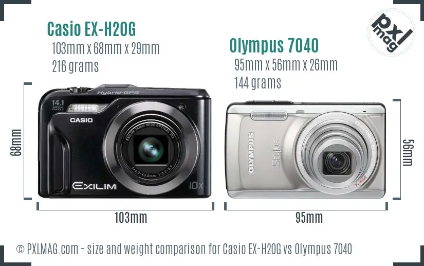 Casio EX-H20G vs Olympus 7040 size comparison