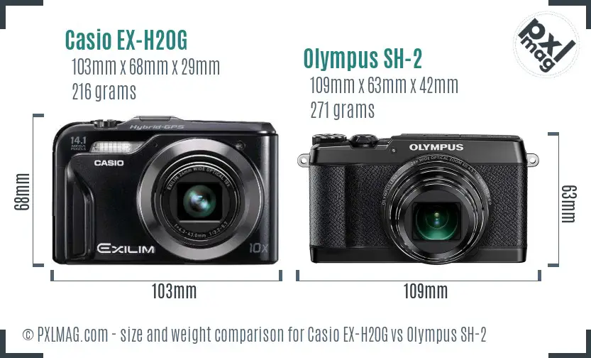 Casio EX-H20G vs Olympus SH-2 size comparison