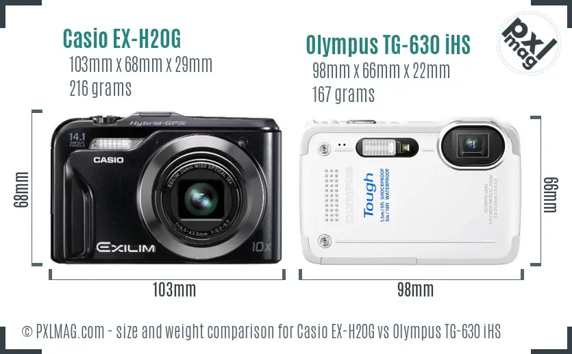 Casio EX-H20G vs Olympus TG-630 iHS size comparison