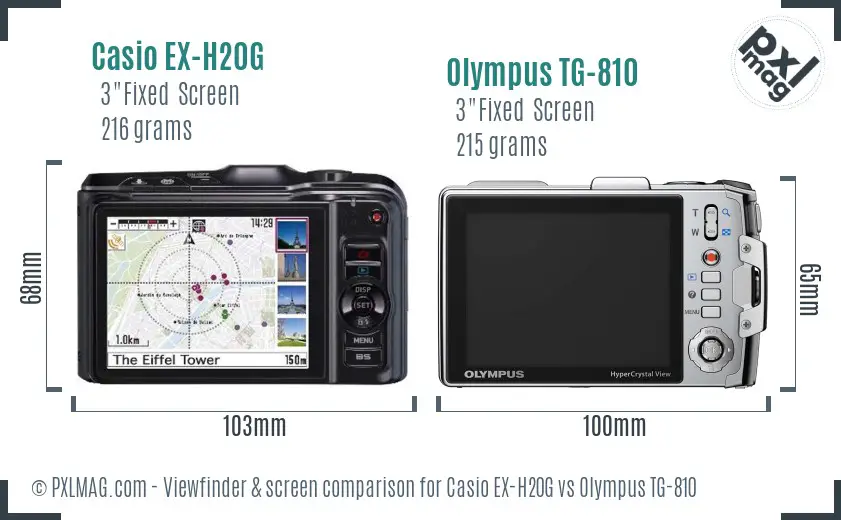 Casio EX-H20G vs Olympus TG-810 Screen and Viewfinder comparison